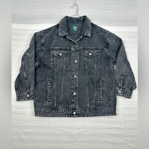 Wild Fable Oversized  Black Acid Wash Denim Jacket size XL. New with tags